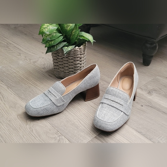 Kelly & Katie Payln Linen/Cloth Gray Loafers with 2" Heel, Women's US 7.5, EU 38 - Picture 4 of 13